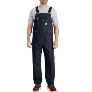 Carhartt Mens Relaxed Fit Duck Bib Overalls Unlined Dark Blue 34x32